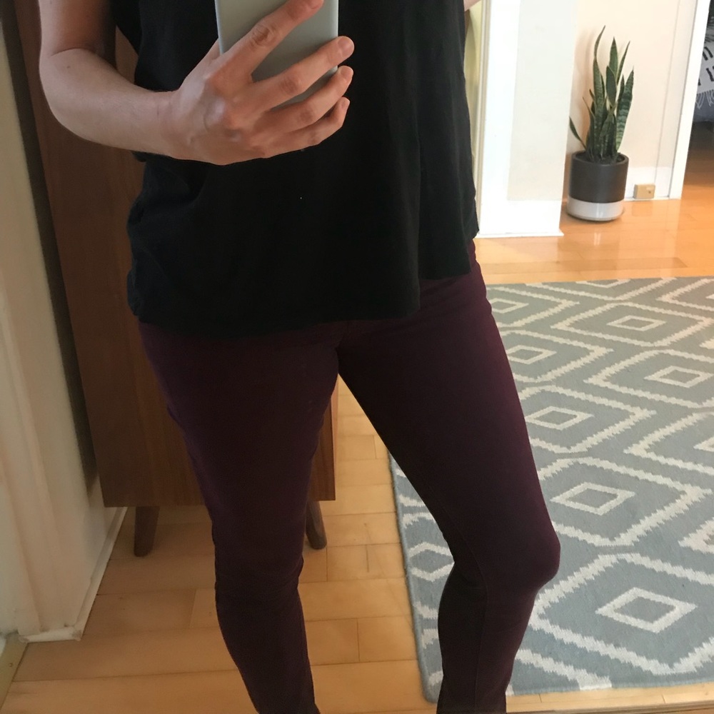 7 For All Mankind Mid Rise Skinny Maroon Jeans